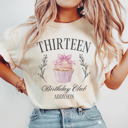 Personalized Social Club Cupcake Bow 13th Birthday Shirt