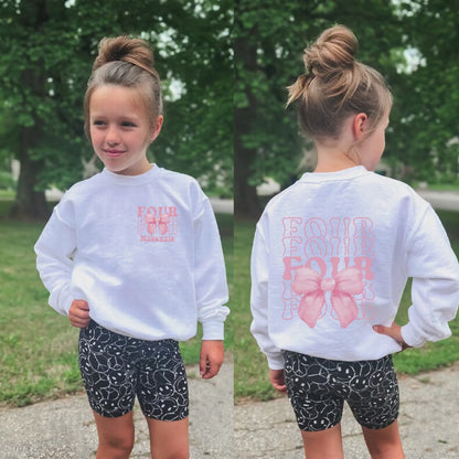 Personalized 4th Birthday Bow Sweatshirt