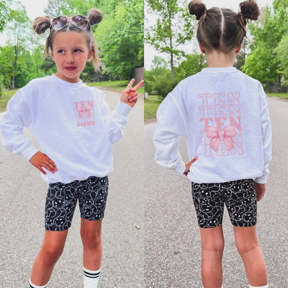 Personalized 10th Birthday Bow Sweatshirt