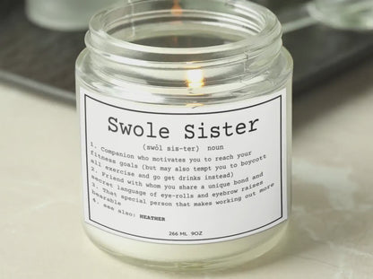 Personalized Swole Sister Candle