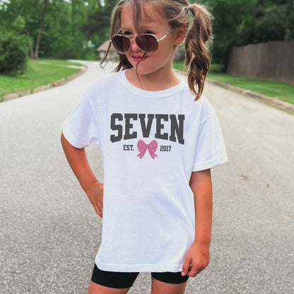 Coquette Bow Seventh Birthday Shirt