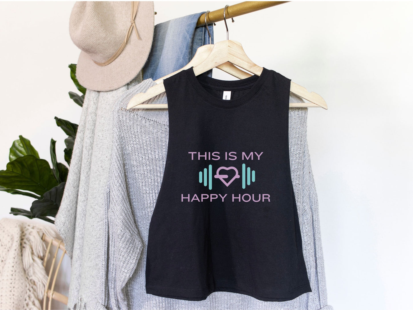 This is My Happy Hour Crop Tank Top