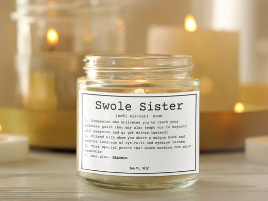 Personalized Swole Sister Candle