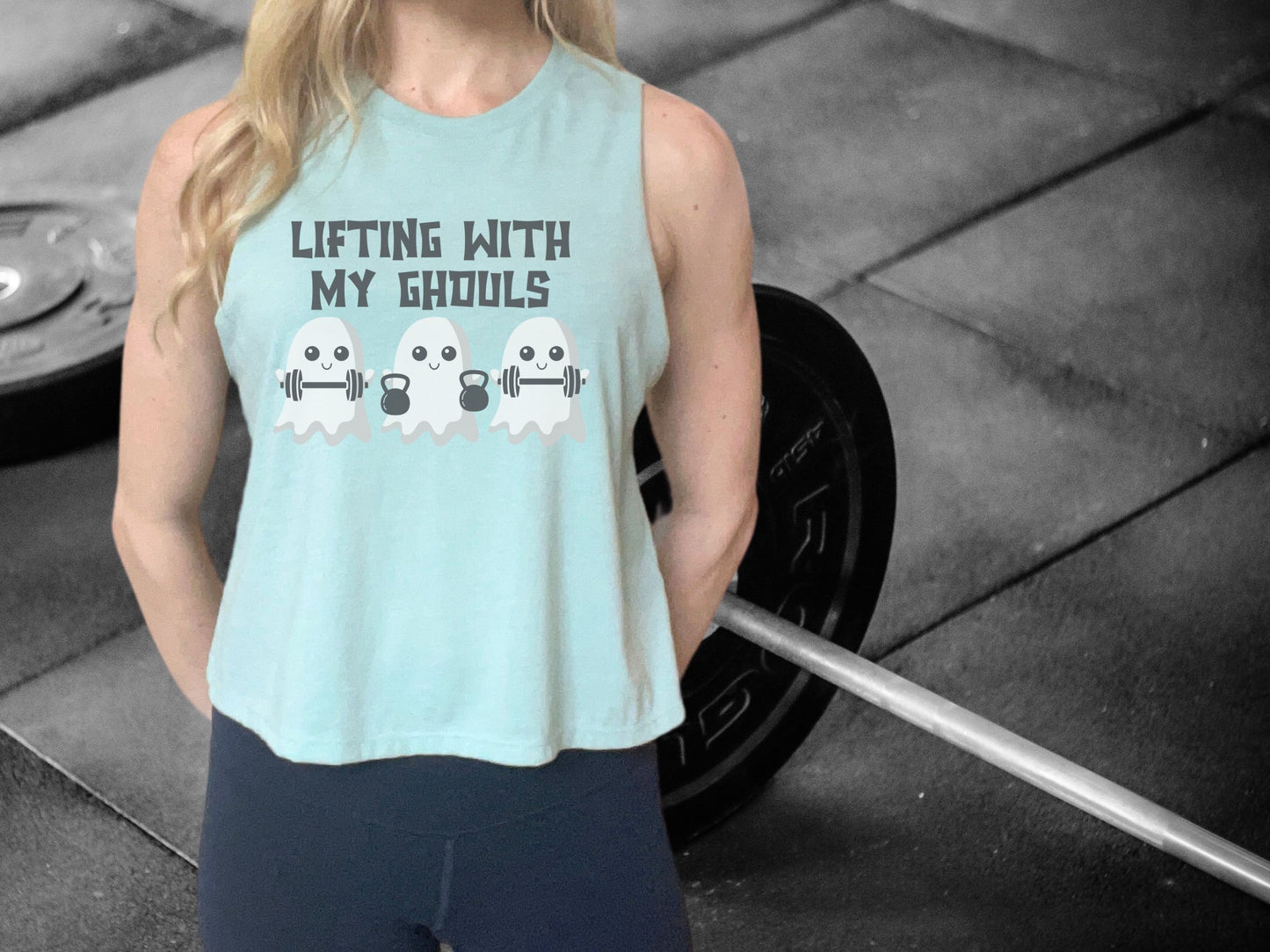 Lifting with my Ghouls Halloween Workout Crop Tank Top