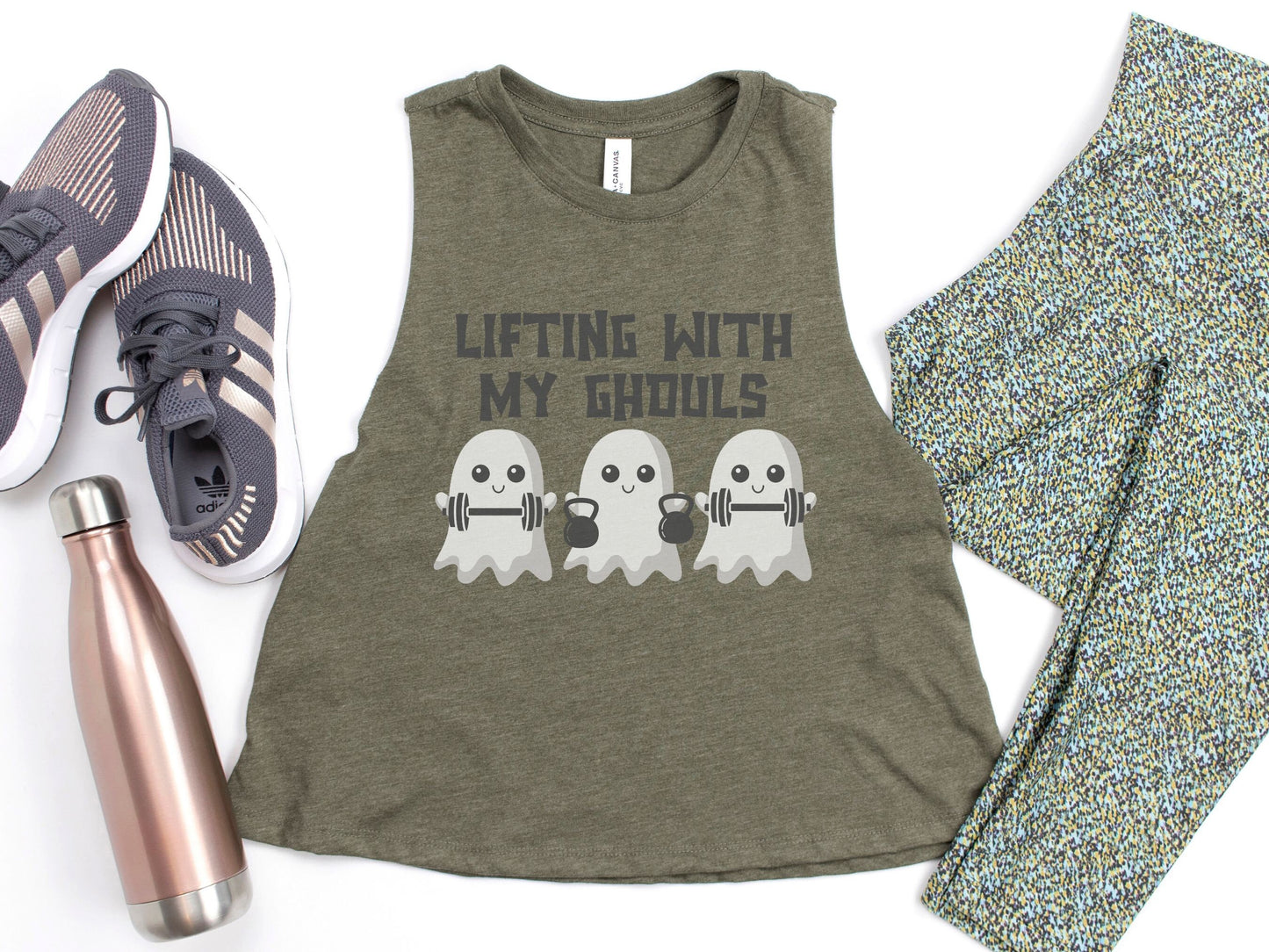 Lifting with my Ghouls Halloween Workout Crop Tank Top