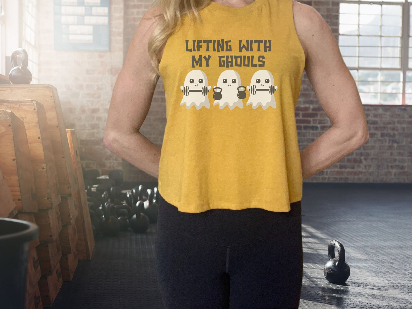 Lifting with my Ghouls Halloween Workout Crop Tank Top