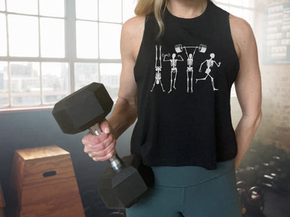 Skeletons Working Out Gym Crop Tank Top