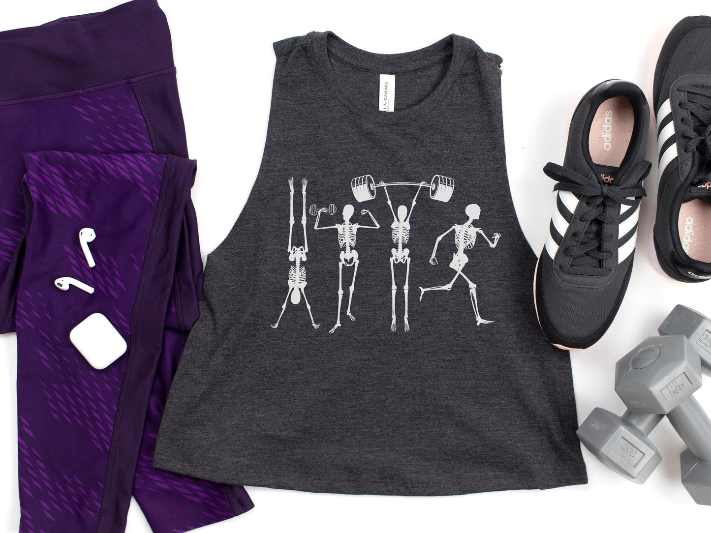 Skeletons Working Out Gym Crop Tank Top