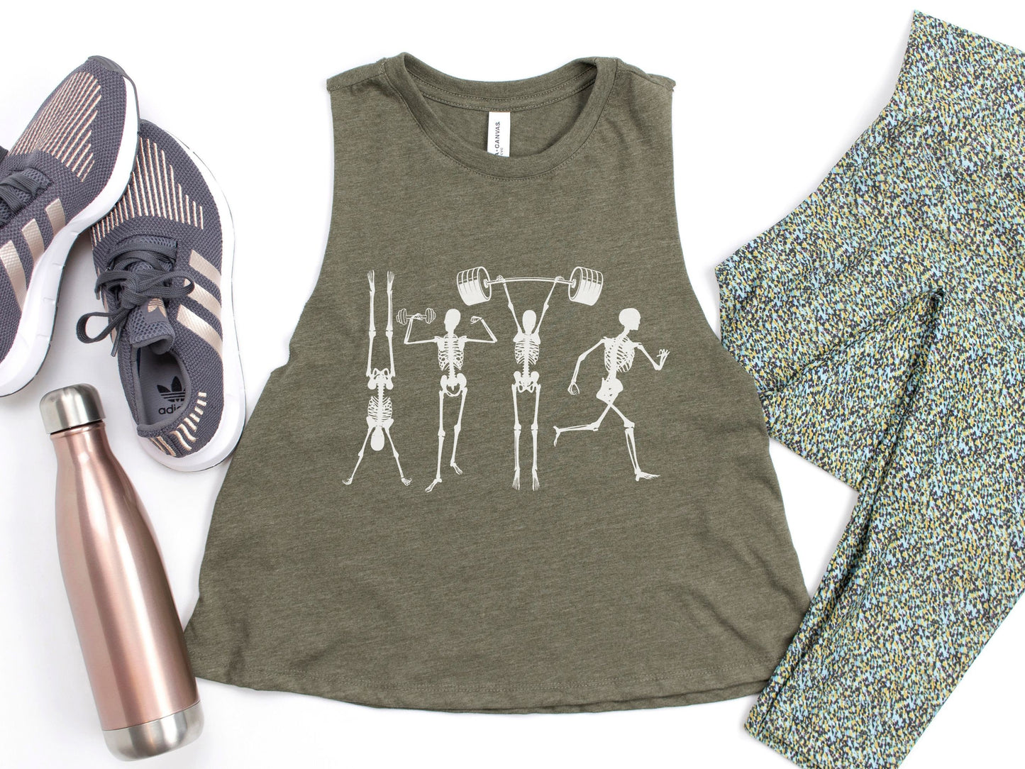 Skeletons Working Out Gym Crop Tank Top