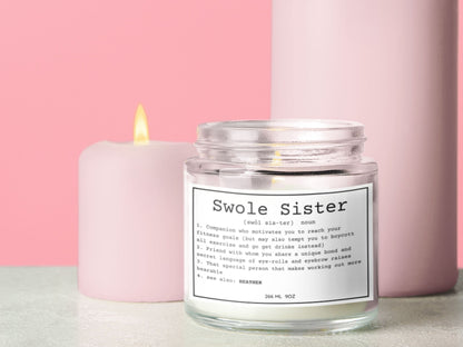 Personalized Swole Sister Candle