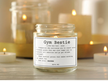 Personalized Gym Bestie Candle