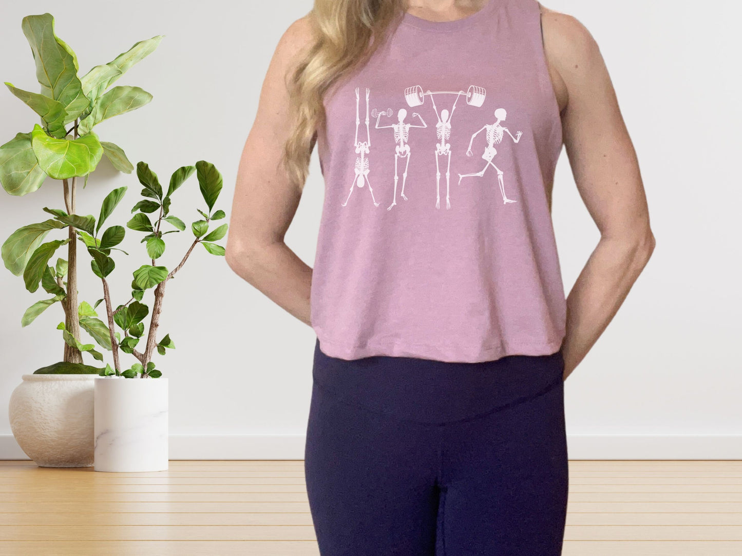 Skeletons Working Out Gym Crop Tank Top