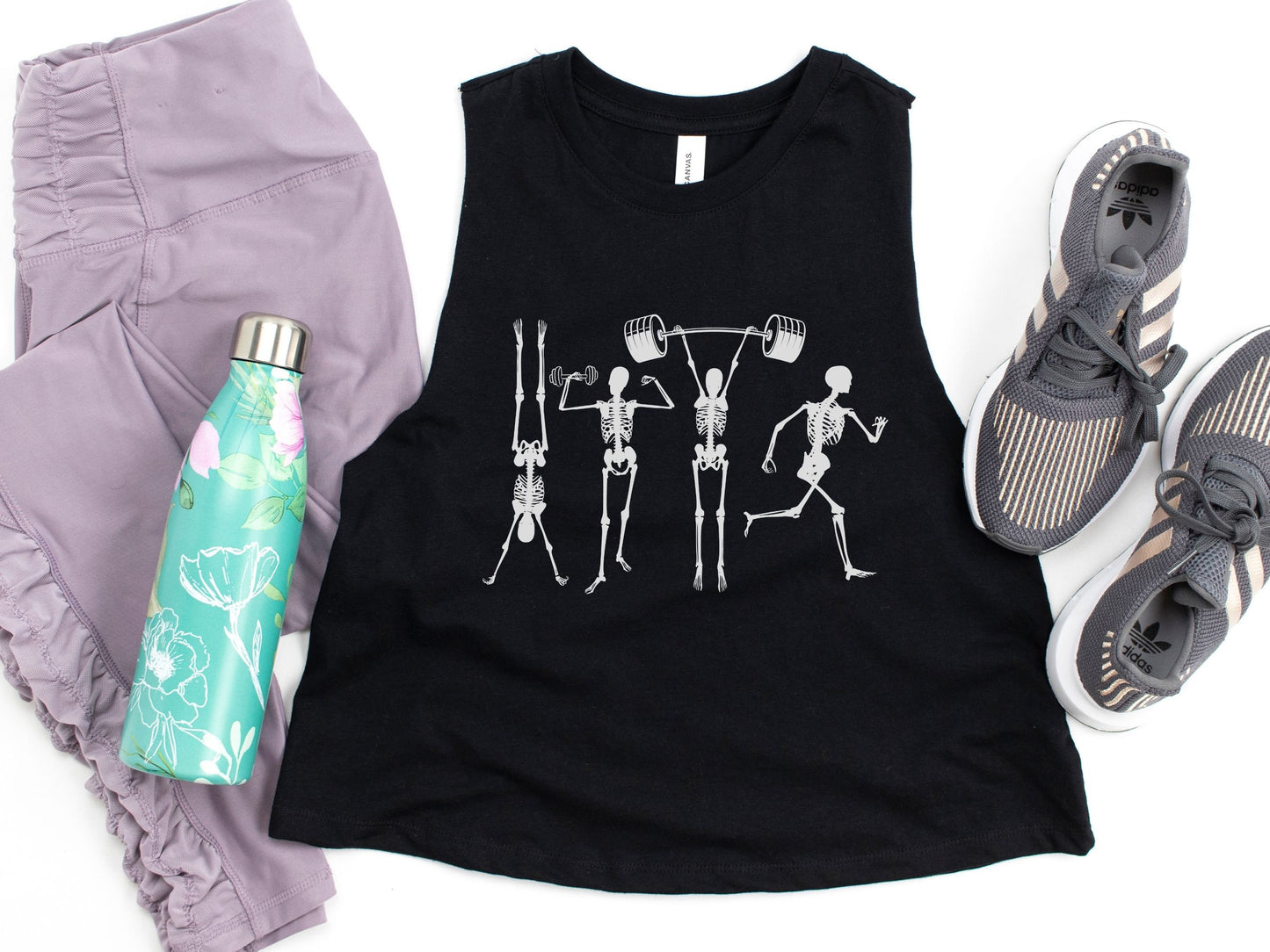 Skeletons Working Out Gym Crop Tank Top