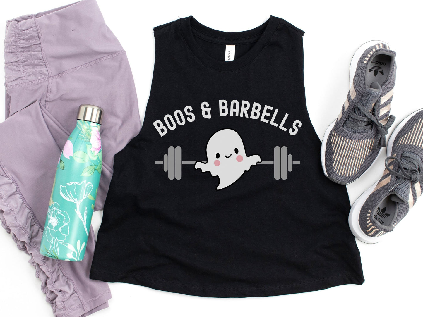 Boos and Barbells Halloween Workout Crop Tank Top