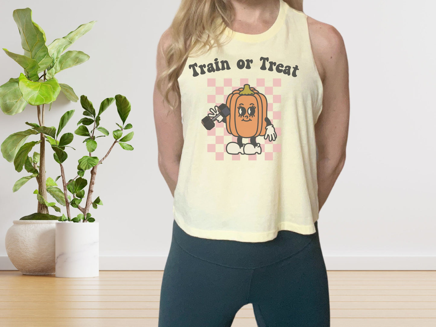 Train or Treat Halloween Workout Crop Tank Top