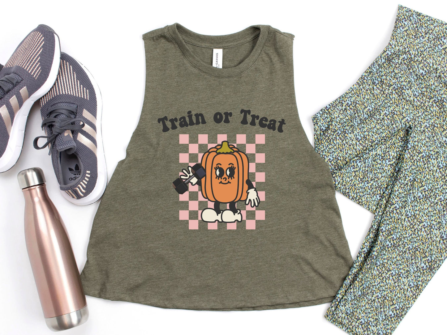 Train or Treat Halloween Workout Crop Tank Top