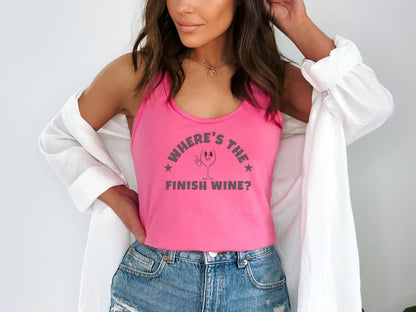 Where's the Finish Wine? Funny Running Tank Top