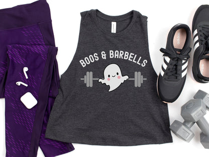 Boos and Barbells Halloween Workout Crop Tank Top