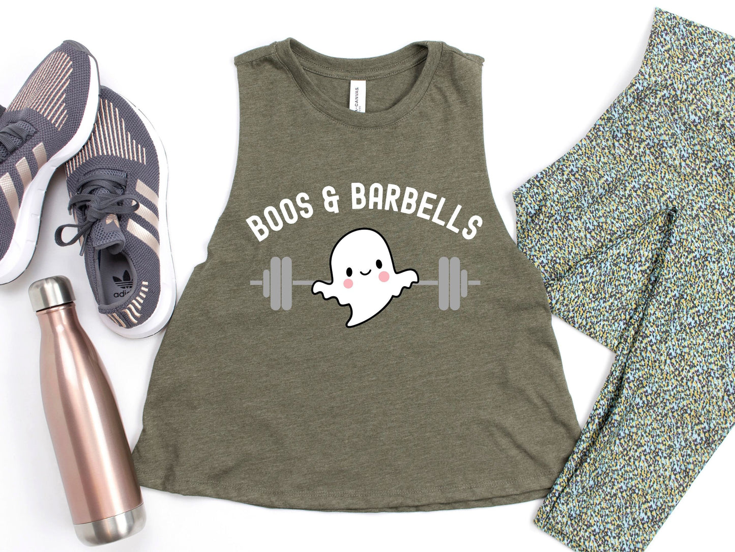 Boos and Barbells Halloween Workout Crop Tank Top