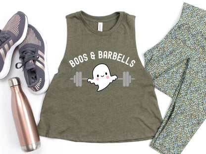 Boos and Barbells Halloween Workout Crop Tank Top