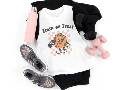 Train or Treat Halloween Workout Crop Tank Top