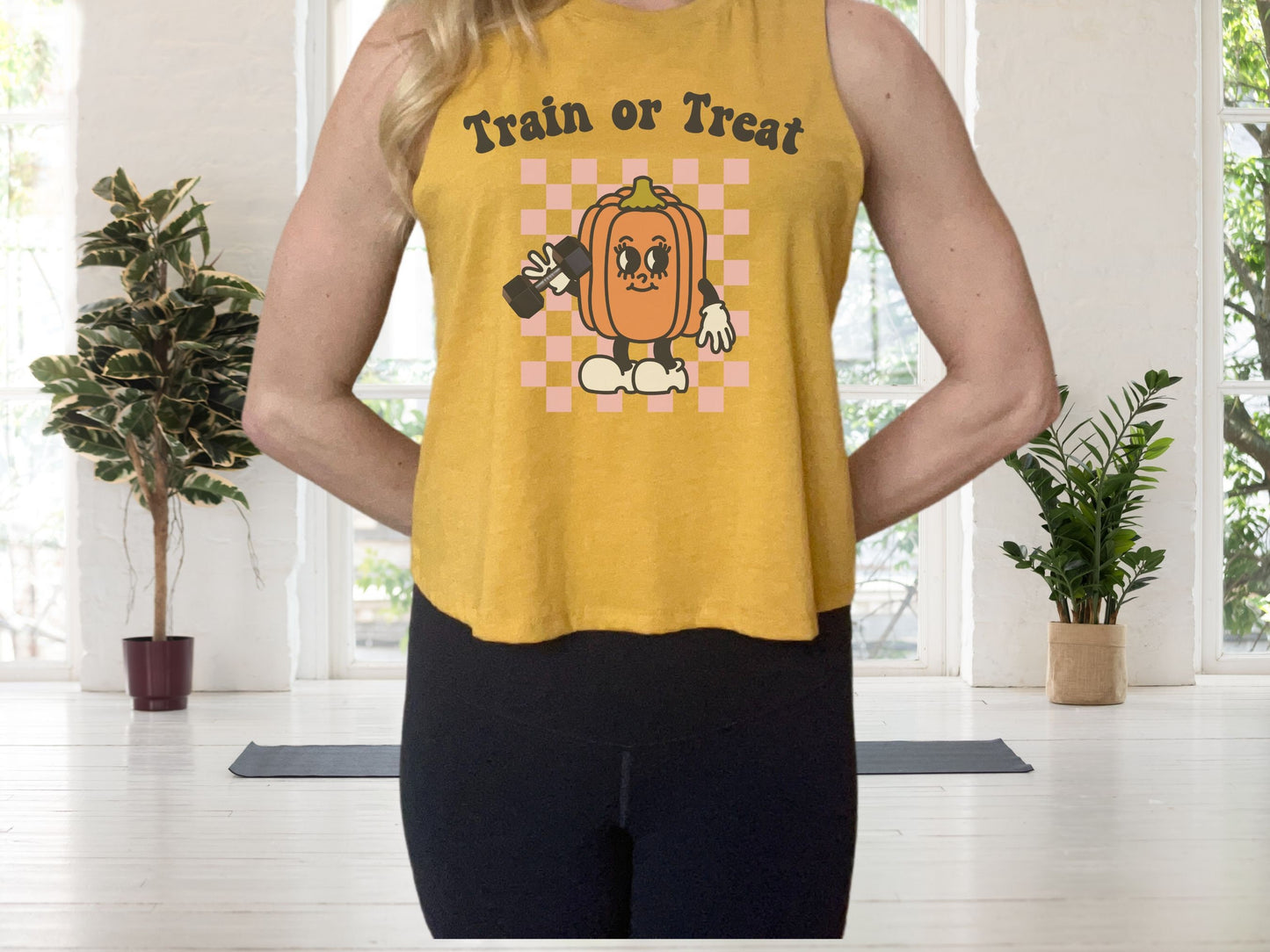 Train or Treat Halloween Workout Crop Tank Top