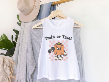 Train or Treat Halloween Workout Crop Tank Top