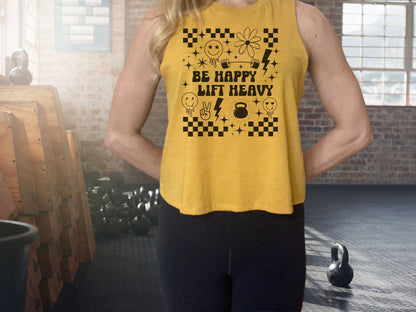 Be Happy Lift Heavy Workout Crop Tank Top