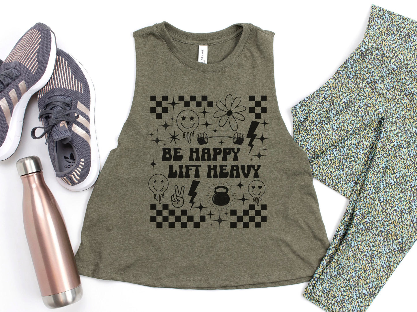 Be Happy Lift Heavy Workout Crop Tank Top