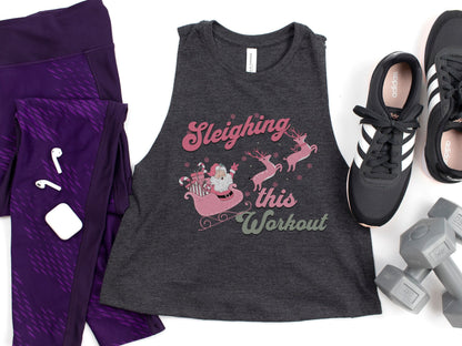 Sleighing this Workout Christmas Crop Tank Top