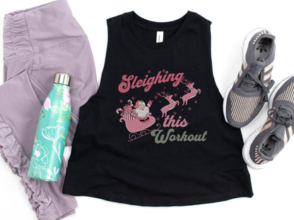 Sleighing this Workout Christmas Crop Tank Top