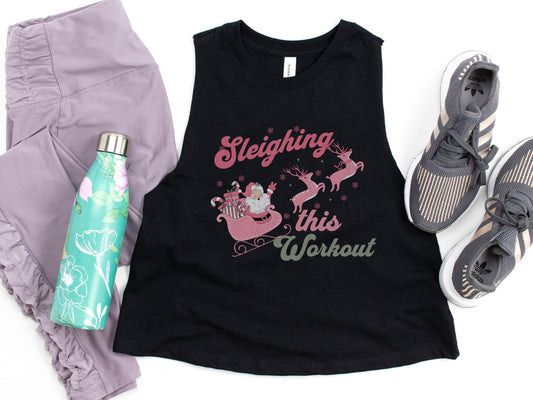 Sleighing this Workout Christmas Crop Tank Top