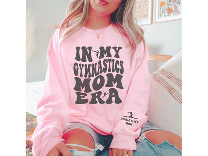 Personalized In My Gymnastics Mom Era Sweatshirt with Custom Sleeve Design