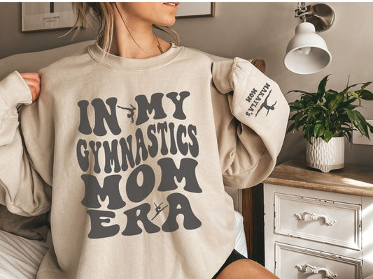 Personalized In My Gymnastics Mom Era Sweatshirt with Custom Sleeve Design