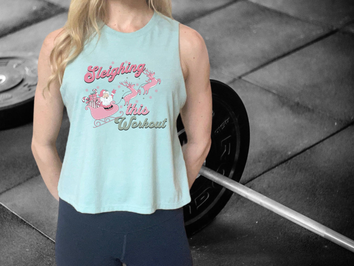 Sleighing this Workout Christmas Crop Tank Top