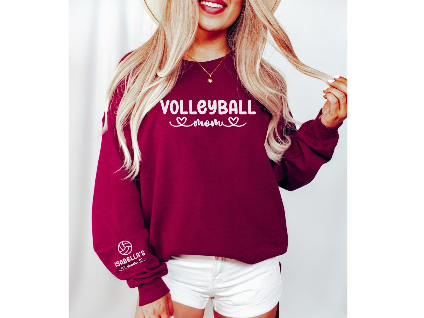 Personalized Volleyball Mom Sweatshirt with Custom Sleeve Design