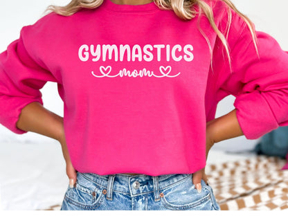 Personalized Gymnastics Mom Sweatshirt with Custom Sleeve Design