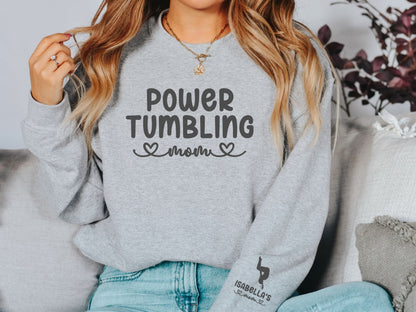 Personalized Power Tumbling Mom Sweatshirt with Custom Sleeve Design