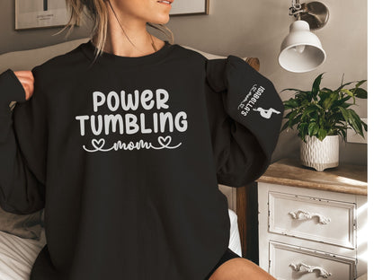 Personalized Power Tumbling Mom Sweatshirt with Custom Sleeve Design