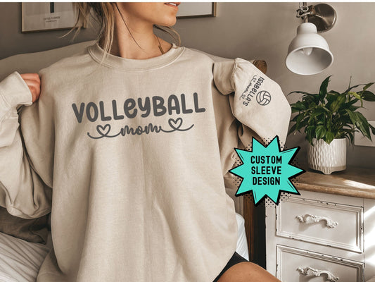 Personalized Volleyball Mom Sweatshirt with Custom Sleeve Design