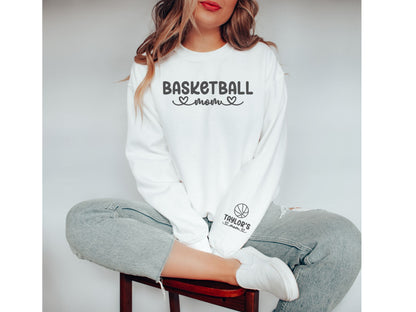 Personalized Basketball Mom Sweatshirt with Custom Sleeve Design