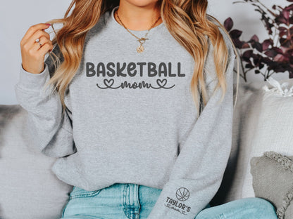 Personalized Basketball Mom Sweatshirt with Custom Sleeve Design