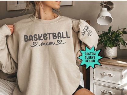 Personalized Basketball Mom Sweatshirt with Custom Sleeve Design