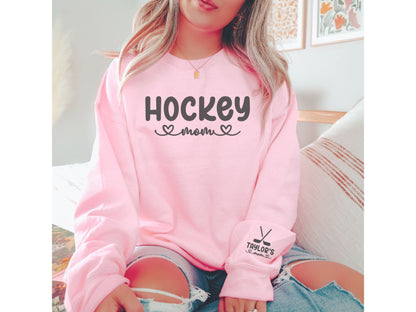 Personalized Hockey Mom Sweatshirt with Custom Sleeve Design