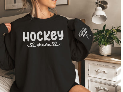 Personalized Hockey Mom Sweatshirt with Custom Sleeve Design