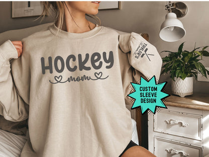 Personalized Hockey Mom Sweatshirt with Custom Sleeve Design