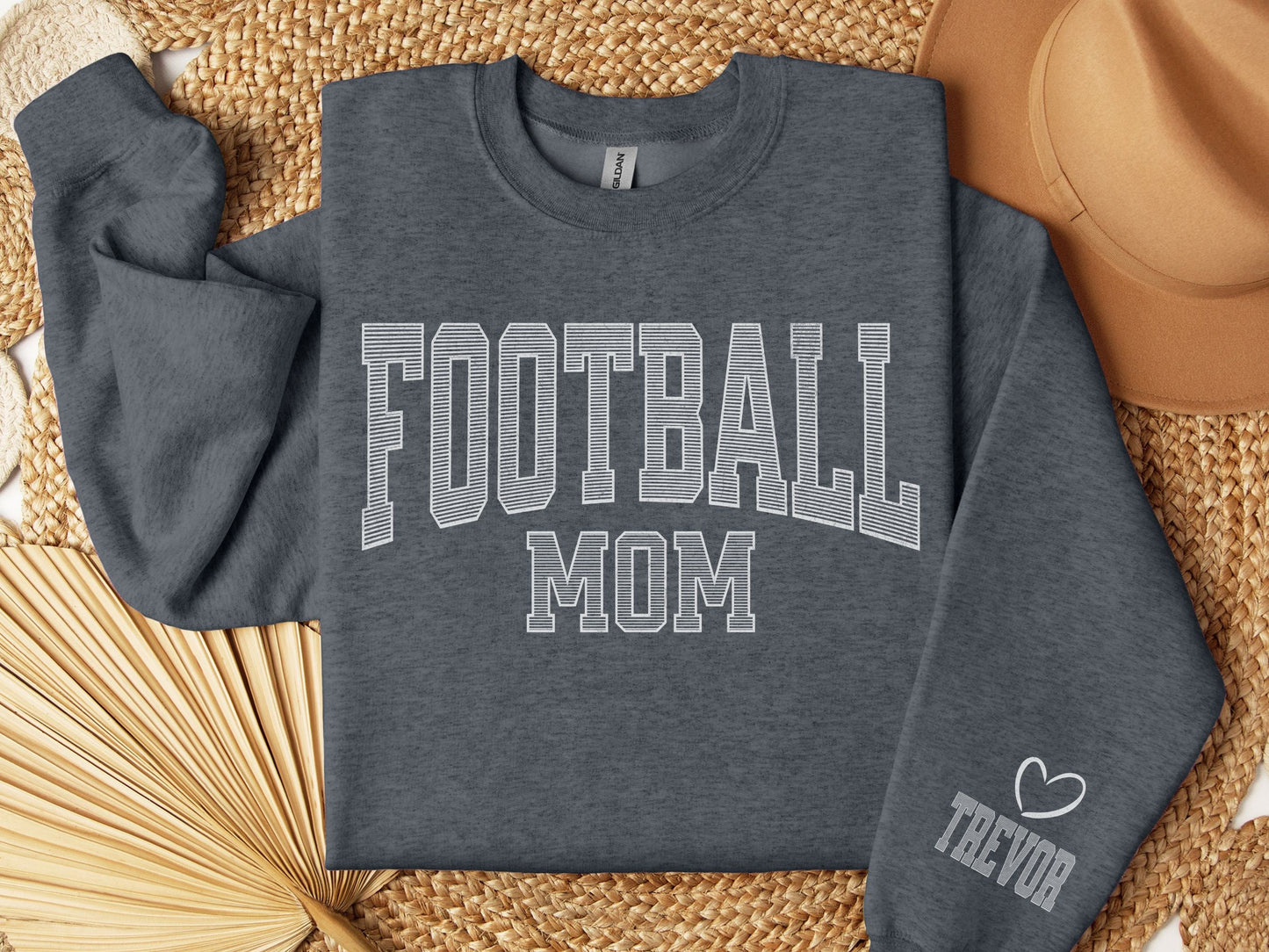 Football Mom Sweatshirt with Custom Sleeve Design