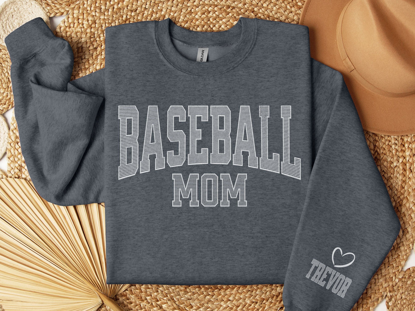 Baseball Mom Sweatshirt  with Custom Sleeve Design