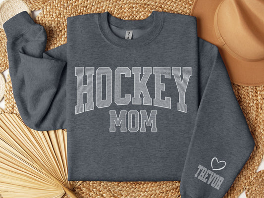 Hockey Mom Sweatshirt with Custom Sleeve Design