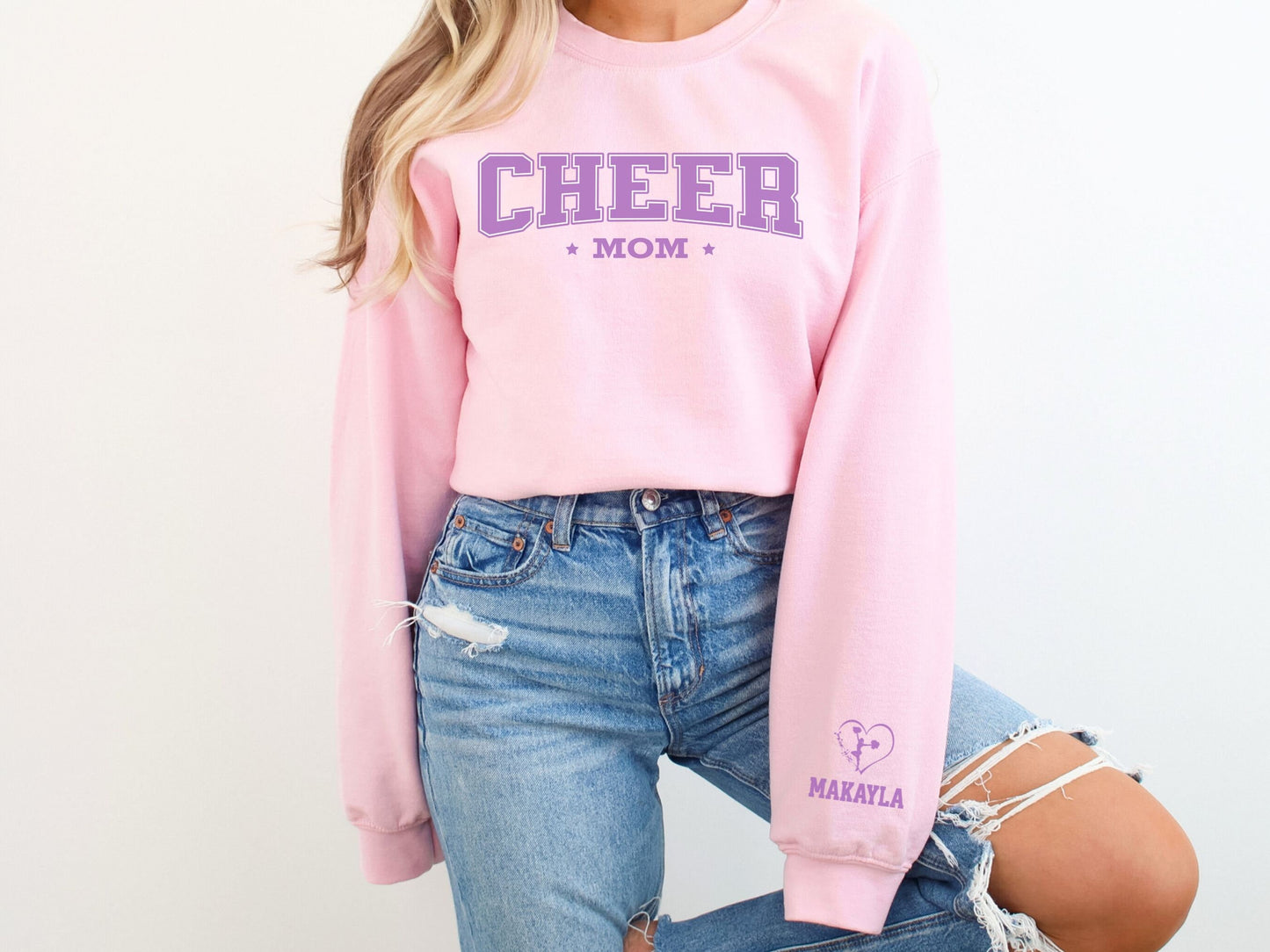 Cheer Mom Sweatshirt with Custom Sleeve Design